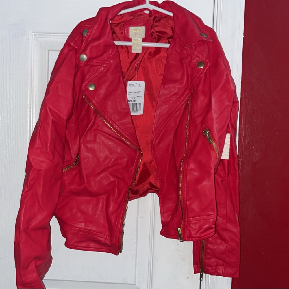 Forever 21 Kids Bold Red Leather Jacket